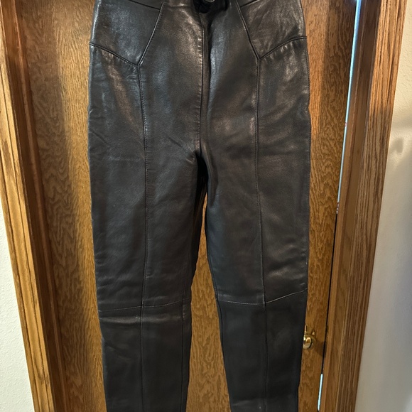 Leather high waisted lined pants - Picture 1 of 4